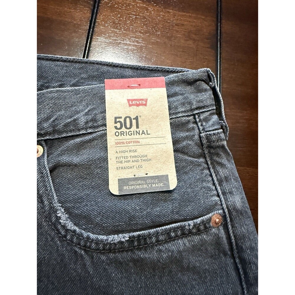 🔥Levis 501 Jeans 32x30 Black Raw Hem His/hers NEW With Tags $79.50